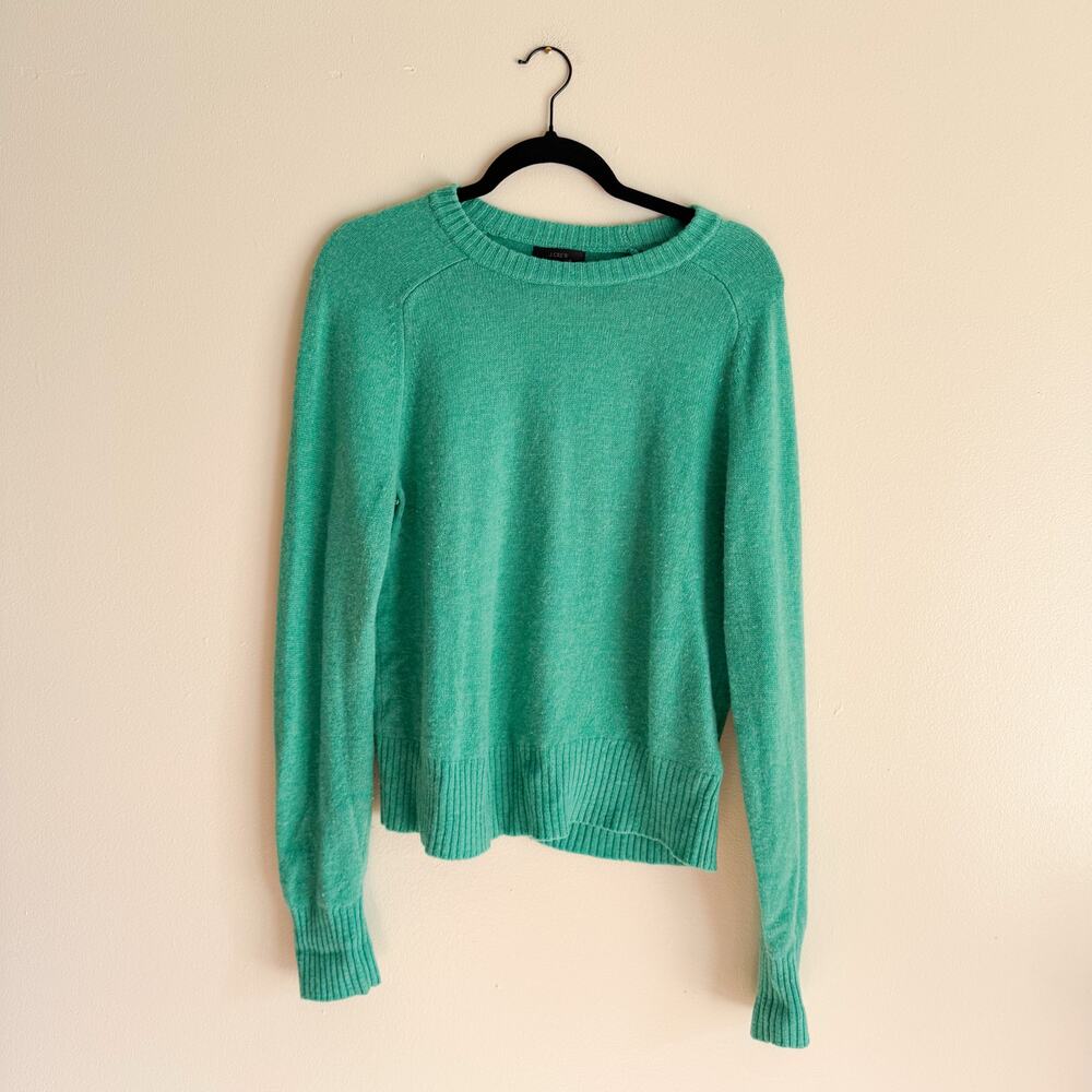 J. Crew Green Wooly Holly Crewneck Sweater Large - Picture 7 of 7